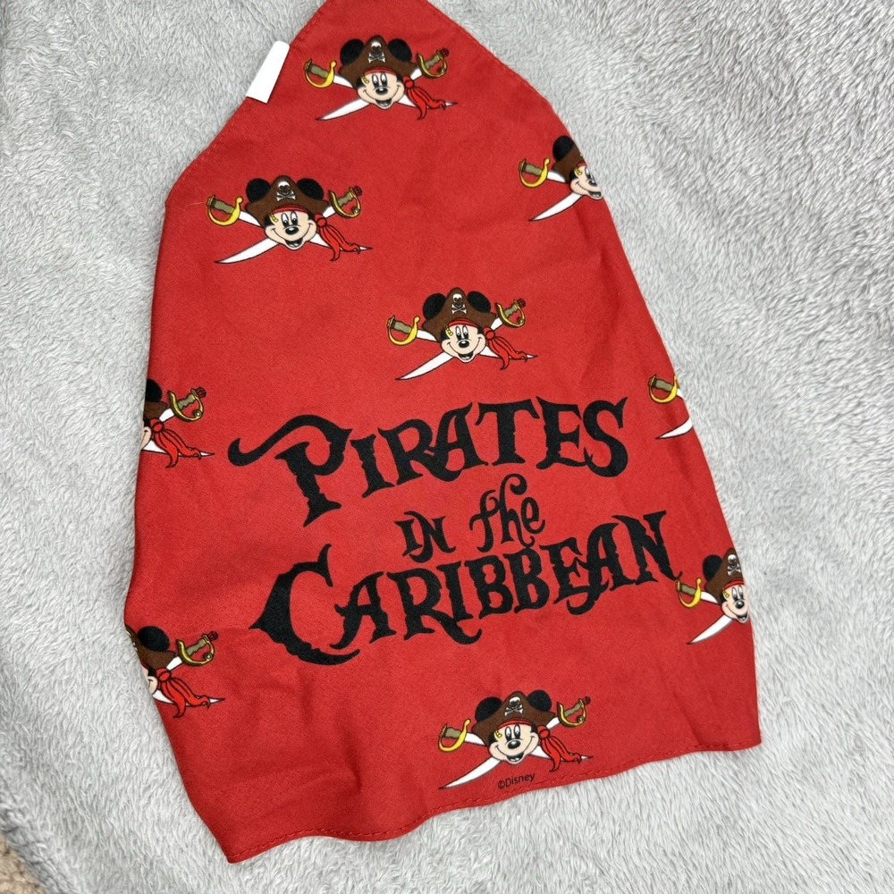 Disney Pirates Of The Caribbean Bandana Mickey Mouse Red Polyester Accessory